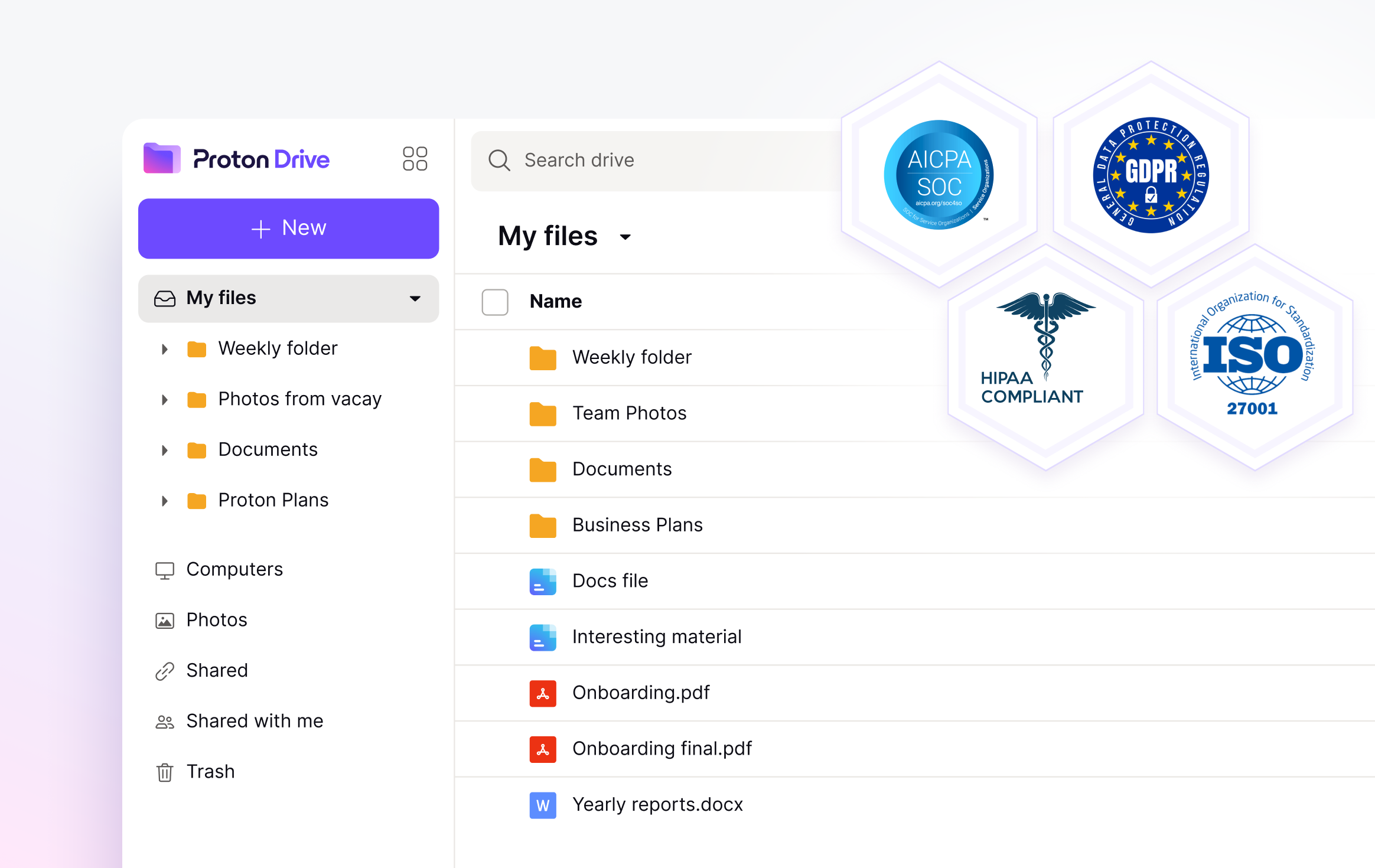 screenshot of Proton Drive